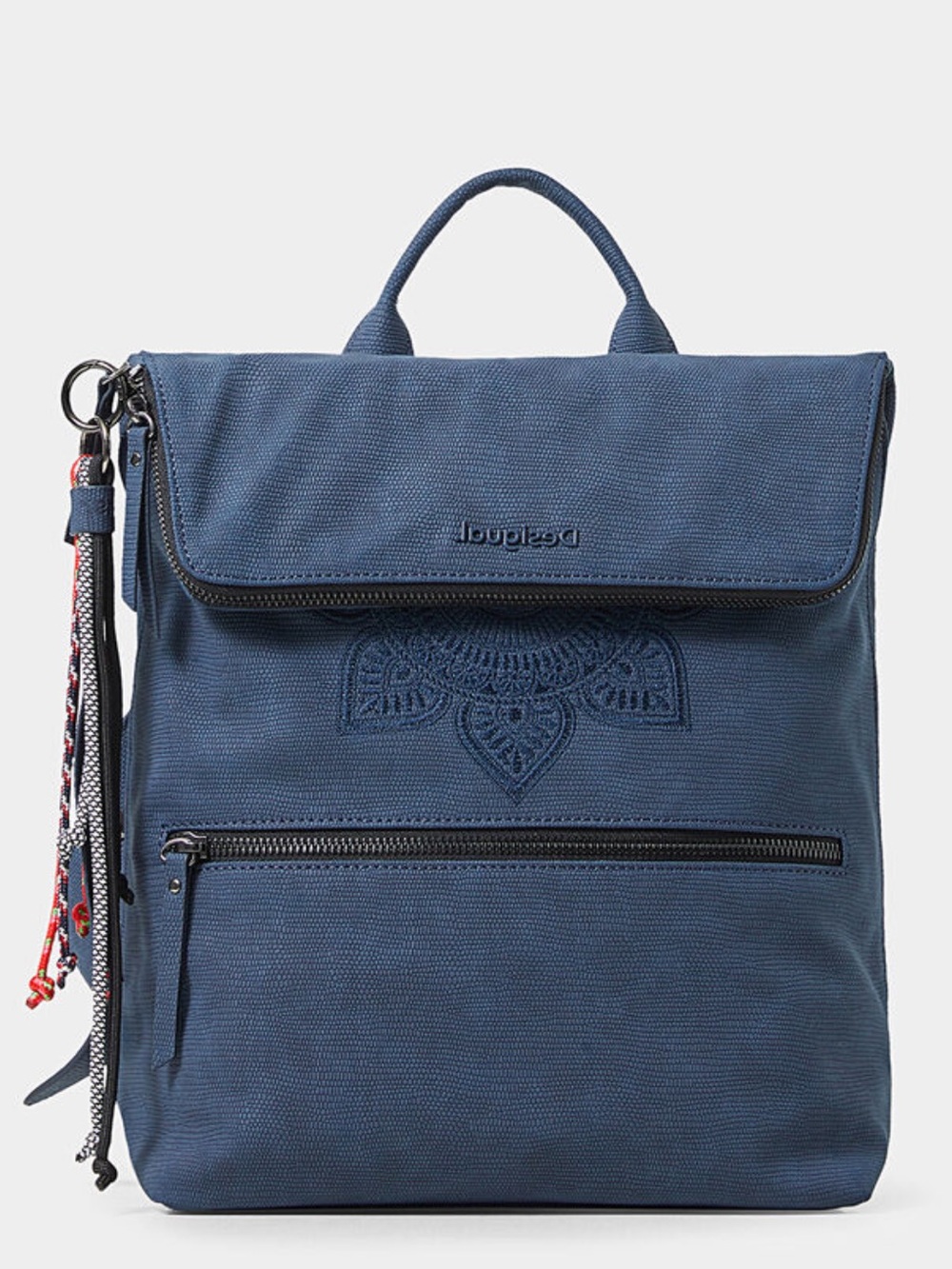 Desigual Aquiles Nerano Square Flap Navy Blue Backpack